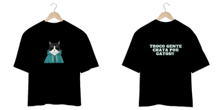 Nome do produto CAMISETA OVERSIZED FRENTE E VERSO, CAT FRASES