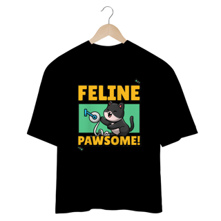 Nome do produto CAMISETA OVERSIZED, CAT FELINE PAWSOME