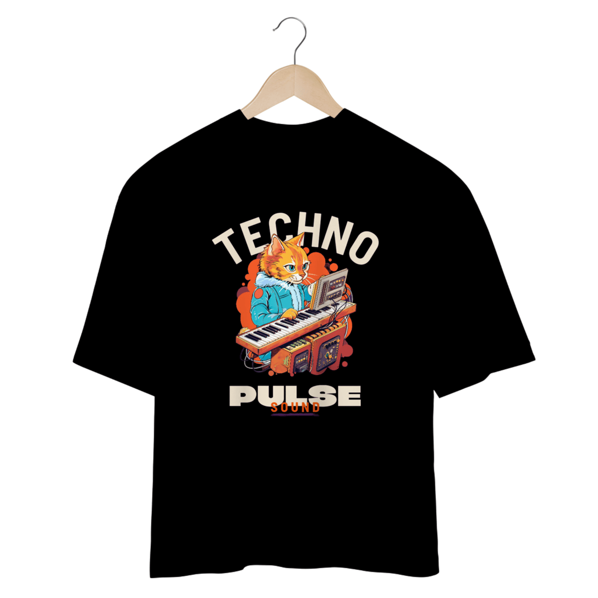 Nome do produto: CAMISETA OVERSIZED, CAT MUSIC