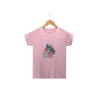 CAMISETA  CLASSIC INFANTIL, COLORFUL CAT-2  A 14 ANOS