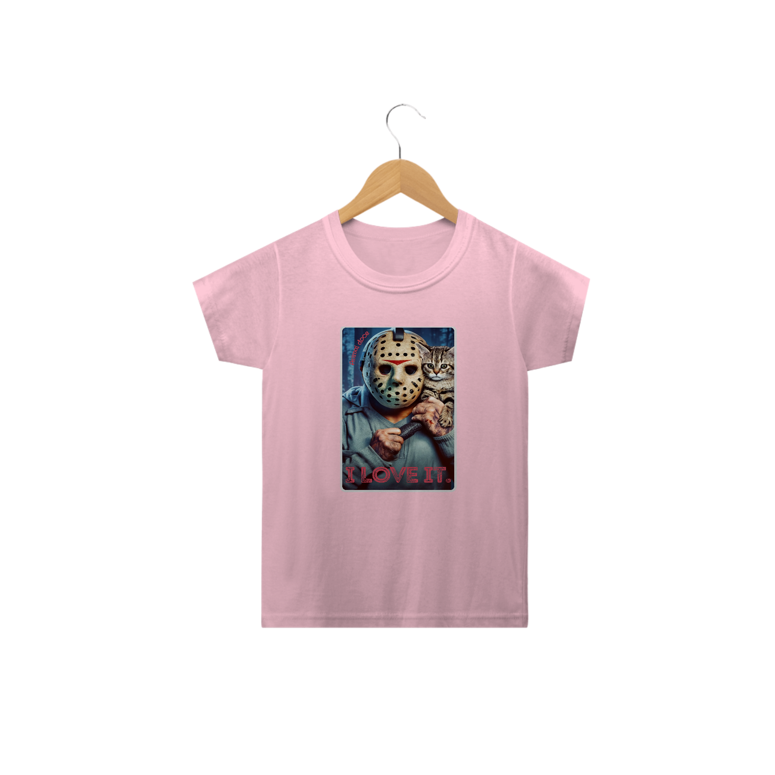 CAMISETA CLASSIC INFANTIL CAT, LINHA FILME JASON I LOVE IT SEXTA FEIRA 13-2 A 14 ANOS 