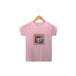 Nome do produto CAMISETA CLASSIC INFANTIL, CAT GEEK ON THE COMPUTER-2  A 14 ANOS