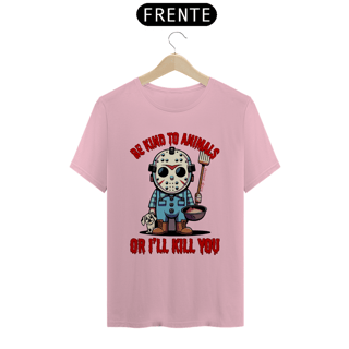 Nome do produto CAMISETA T-SHIRT PIMA DOG, LINHA FILME JASON BE KIND TO ANIMALS, SEXTA FEIRA 13
