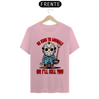 Nome do produto CAMISETA T-SHIRT ESTONADA DOG, LINHA FILME JASON BE KIND TO ANIMALS, SEXTA FEIRA 13