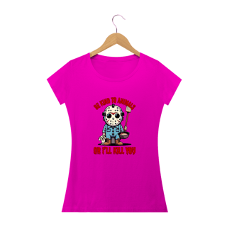 Nome do produto CAMISETA BABY LONG QUALITY DOG, JASON BE KIND SEXTA FEIRA 13