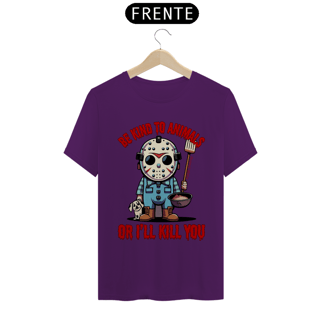 Nome do produto CAMISETA T-SHIRT ESTONADA DOG, LINHA FILME JASON BE KIND TO ANIMALS, SEXTA FEIRA 13