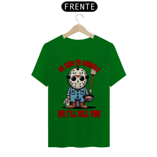 Nome do produto CAMISETA T-SHIRT ESTONADA DOG, LINHA FILME JASON BE KIND TO ANIMALS, SEXTA FEIRA 13