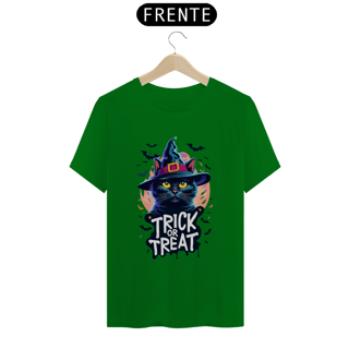 Nome do produto CAMISETA T-SHIRT CLASSIC, BLACK CAT HALLOWEEN, TRICK OR TREAT