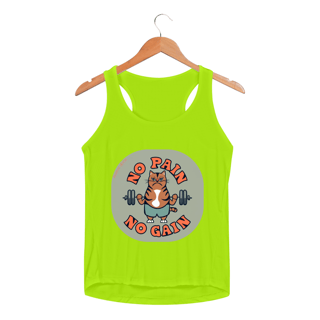 Nome do produto REGATA FEMININA SPORT DRY UV CAT, NO PAIN NO GAIN