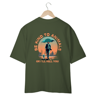Nome do produto CAMISETA OVERSIZED DOG, COSTAS LINHA FILME JOHN WICK BE KIND TO ANIMALS