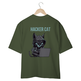 Nome do produto CAMISETA OVERSIZED COSTAS, HACKER CAT 