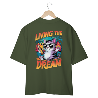 Nome do produto CAMISETA OVERSIZED COSTAS CAT, LIVING THE DREAM
