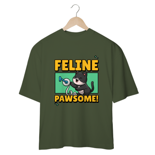 Nome do produto CAMISETA OVERSIZED, CAT FELINE PAWSOME