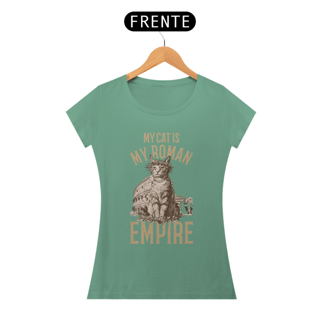 Nome do produto CAMISETA BABY LONG ESTONADA, MY CAT IS MY ROMAN 