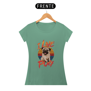 Nome do produto CAMISETA BABY LONG ESTONADA DOG, I LOVE PUG
