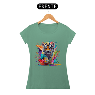 Nome do produto CAMISETA BABY LONG ESTONADA, COLORFUL TIGER