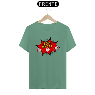 Nome do produto CAMISETA T-SHIRT ESTONADA, COMICS FRASES I LOVE YOU MY CAT