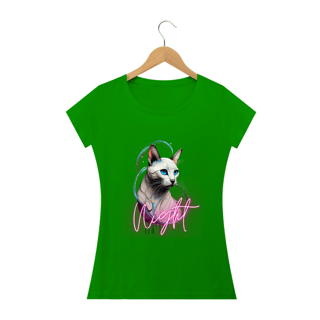 Nome do produto CAMISETA BABY LONG QUALITY, CAT NIGHT
