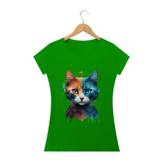 Nome do produto CAMISETA BABY LONG QUALITY, COLORFUL CAT