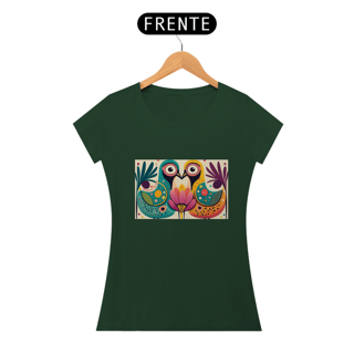 Nome do produto CAMISETA BABY LONG ALGODÃO PIMA, COLORFUL BIRDS