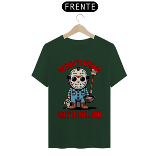 Nome do produto CAMISETA T-SHIRT ESTONADA DOG, LINHA FILME JASON BE KIND TO ANIMALS, SEXTA FEIRA 13
