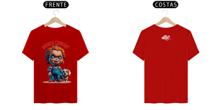 Nome do produto CAMISETA T-SHIRT QUALITY FRENTE/COSTA DOG, LINHA FILME CHUCKY BRINCA COMIGO