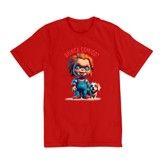 Nome do produto CAMISETA QUALITY INFANTIL, CHUCKY BRINCA COMIGO-2 A 8 ANOS
