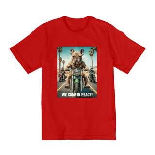 Nome do produto CAMISETA QUALITY INFANTILDOG BULDOGUE, WE COME IN PEACE-10 A 14 ANOS