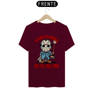 Nome do produto CAMISETA T-SHIRT QUALITY DOG, LINHA FILME JASON BE KIND TO ANIMALS, SEXTA FEIRA 13
