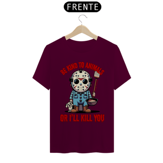Nome do produto CAMISETA T-SHIRT ESTONADA DOG, LINHA FILME JASON BE KIND TO ANIMALS, SEXTA FEIRA 13