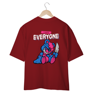 Nome do produto CAMISETA OVERSIZED COSTAS, URSINHO PYSCHO I HATE EVERYONE