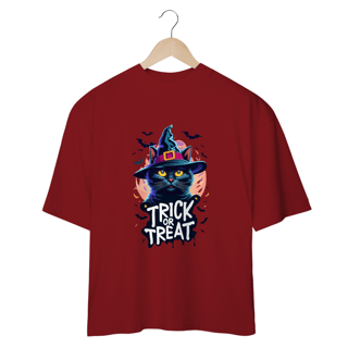 Nome do produto CAMISETA OVERSIZED, BLACK CAT HALLOWEEN, TRICK OR TREAT