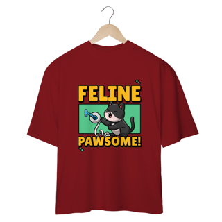 Nome do produto CAMISETA OVERSIZED, CAT FELINE PAWSOME