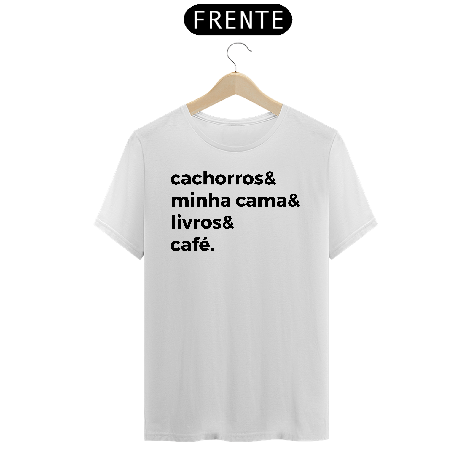 Camiseta Cachorros, Cama, Livros, Café