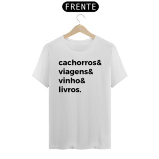 Camisetas Cachorros, Viagens, Vinho, Livros