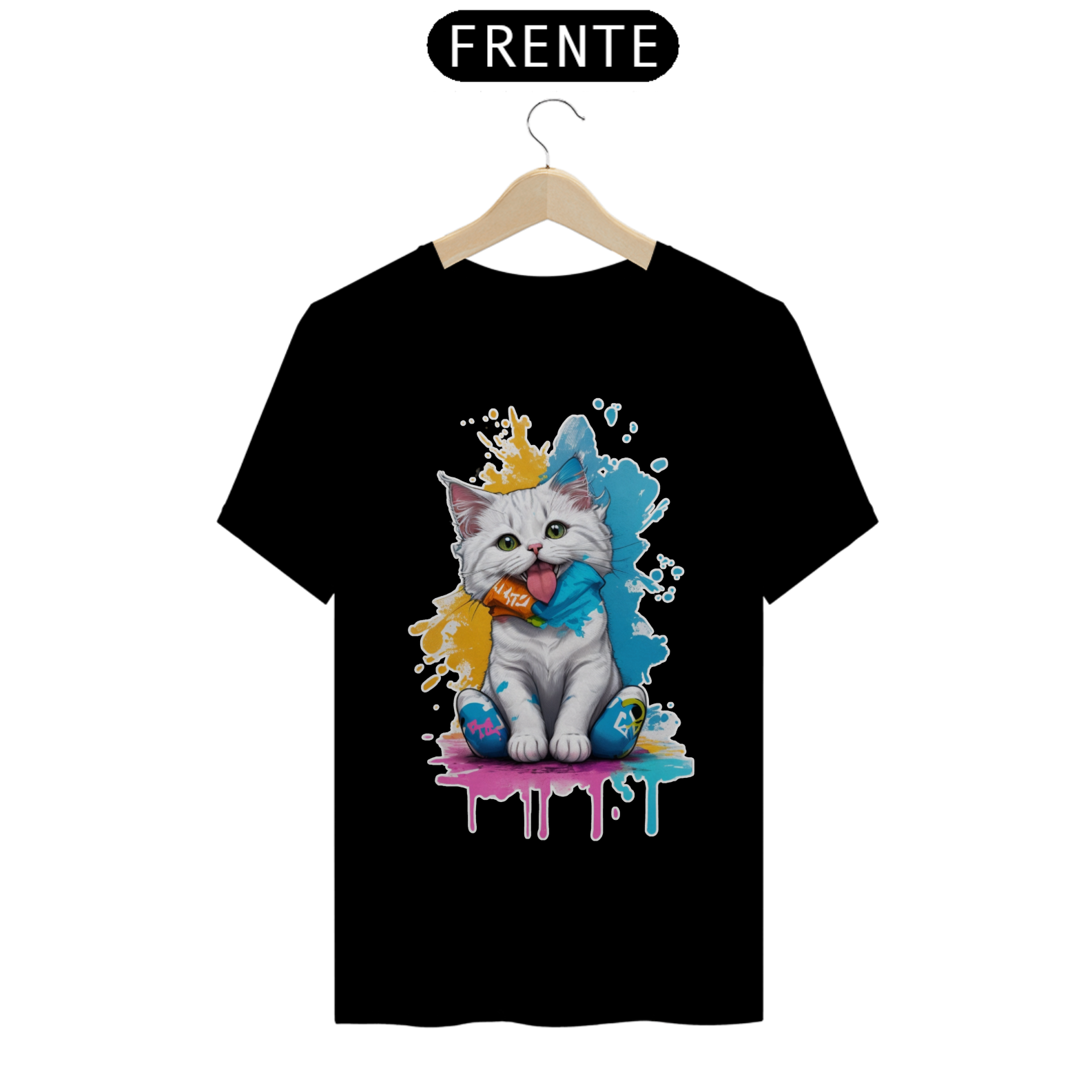 Camiseta Gato Branco - #005