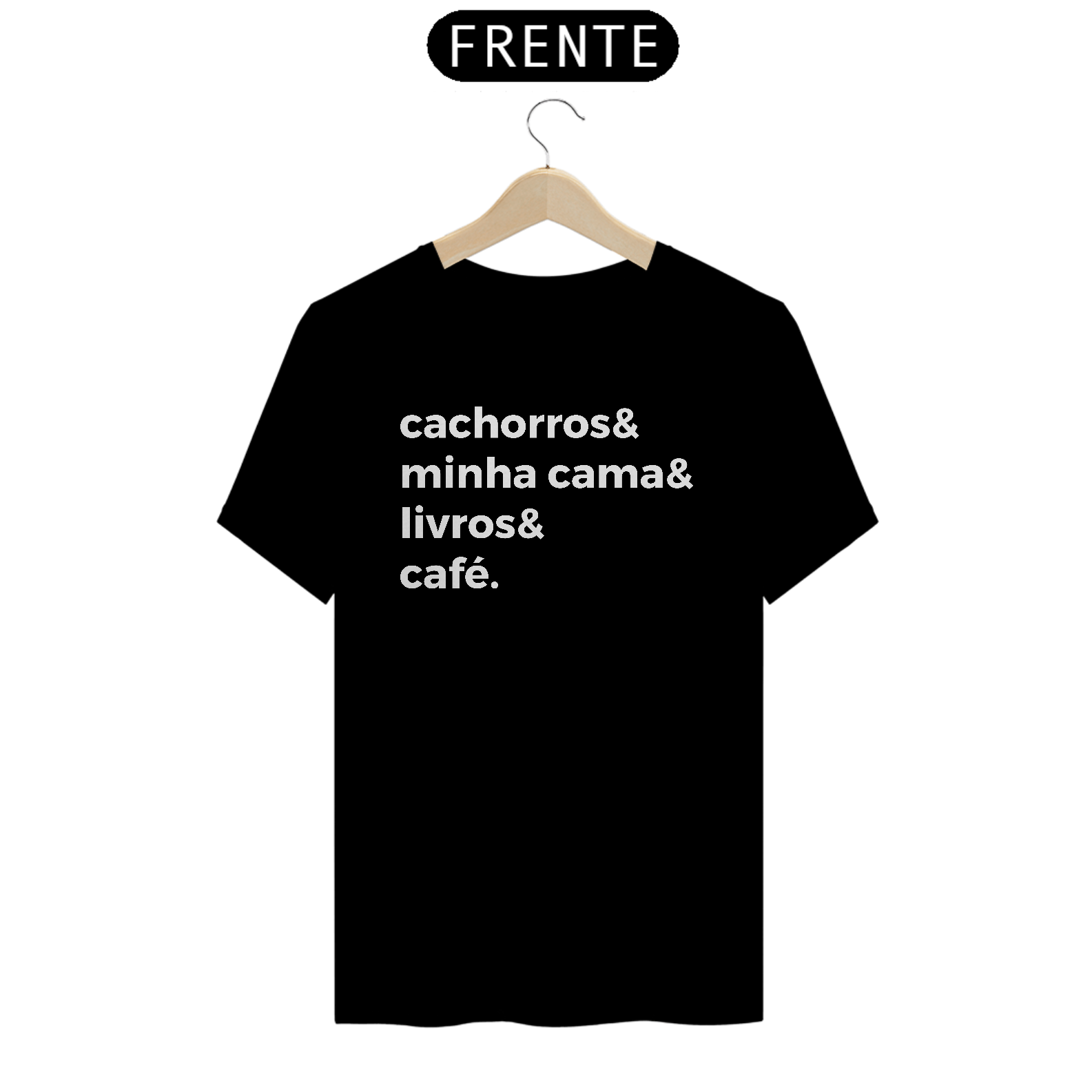 Camiseta Cachorros, Cama, Livros, Café