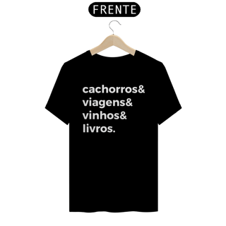 Camisetas Cachorros, Viagens, Vinho, Livros