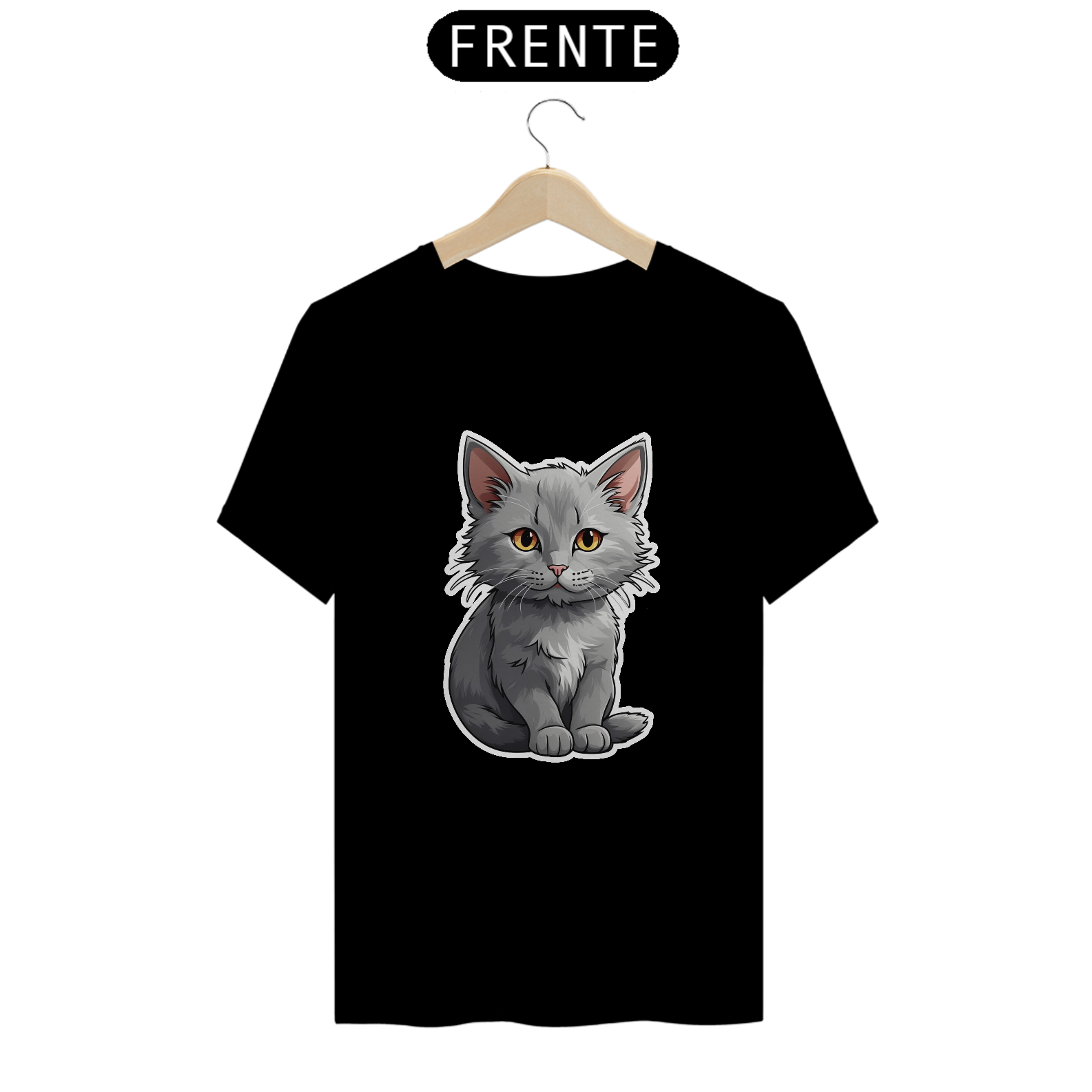 Camiseta Gato Cinza - #010