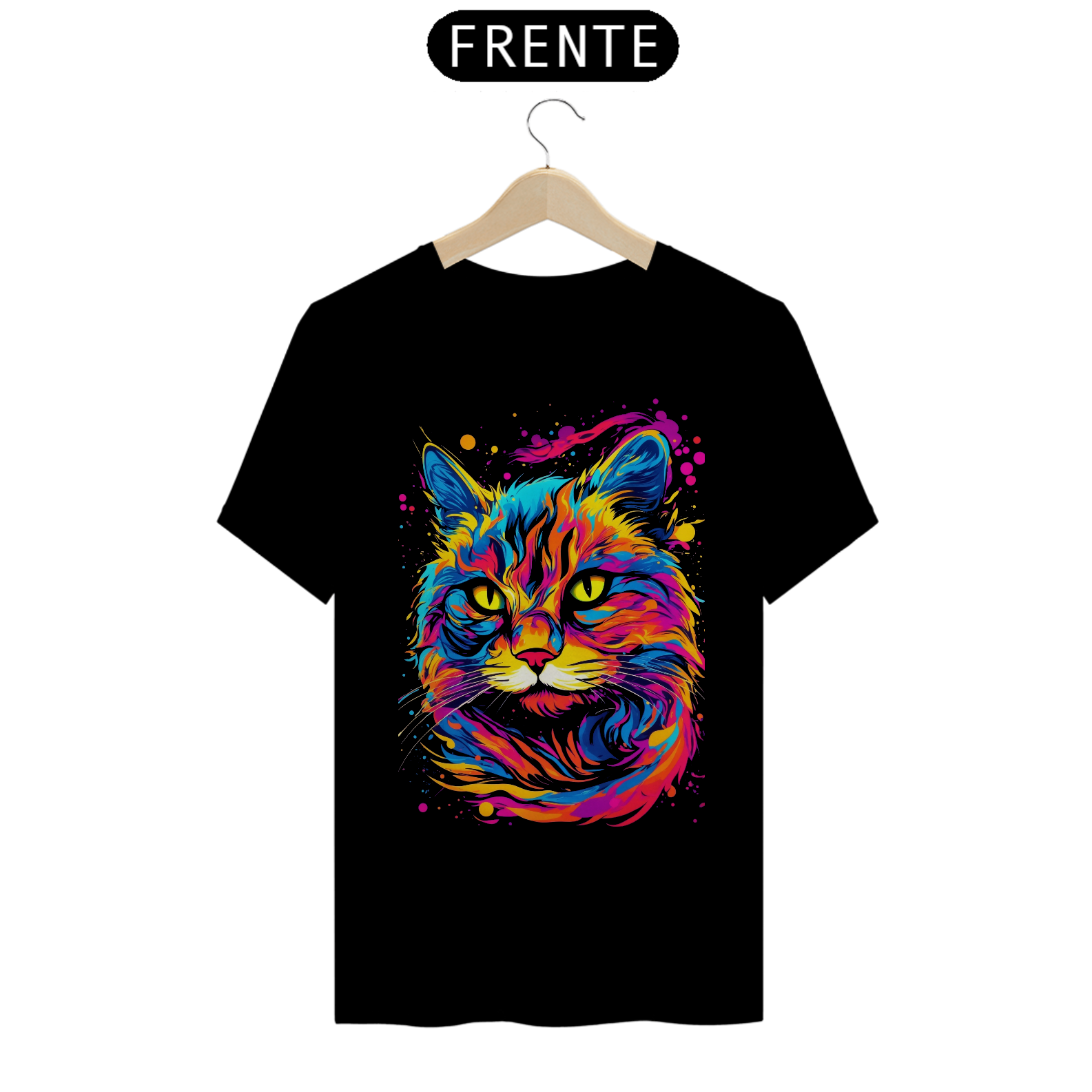 Camiseta Neon Gato Amarelo