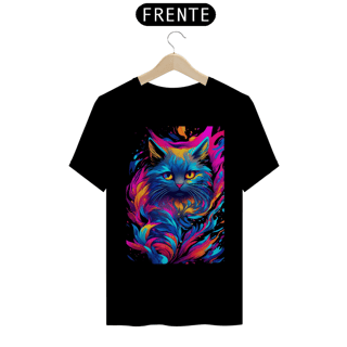 Camiseta Neon Gato Cinza