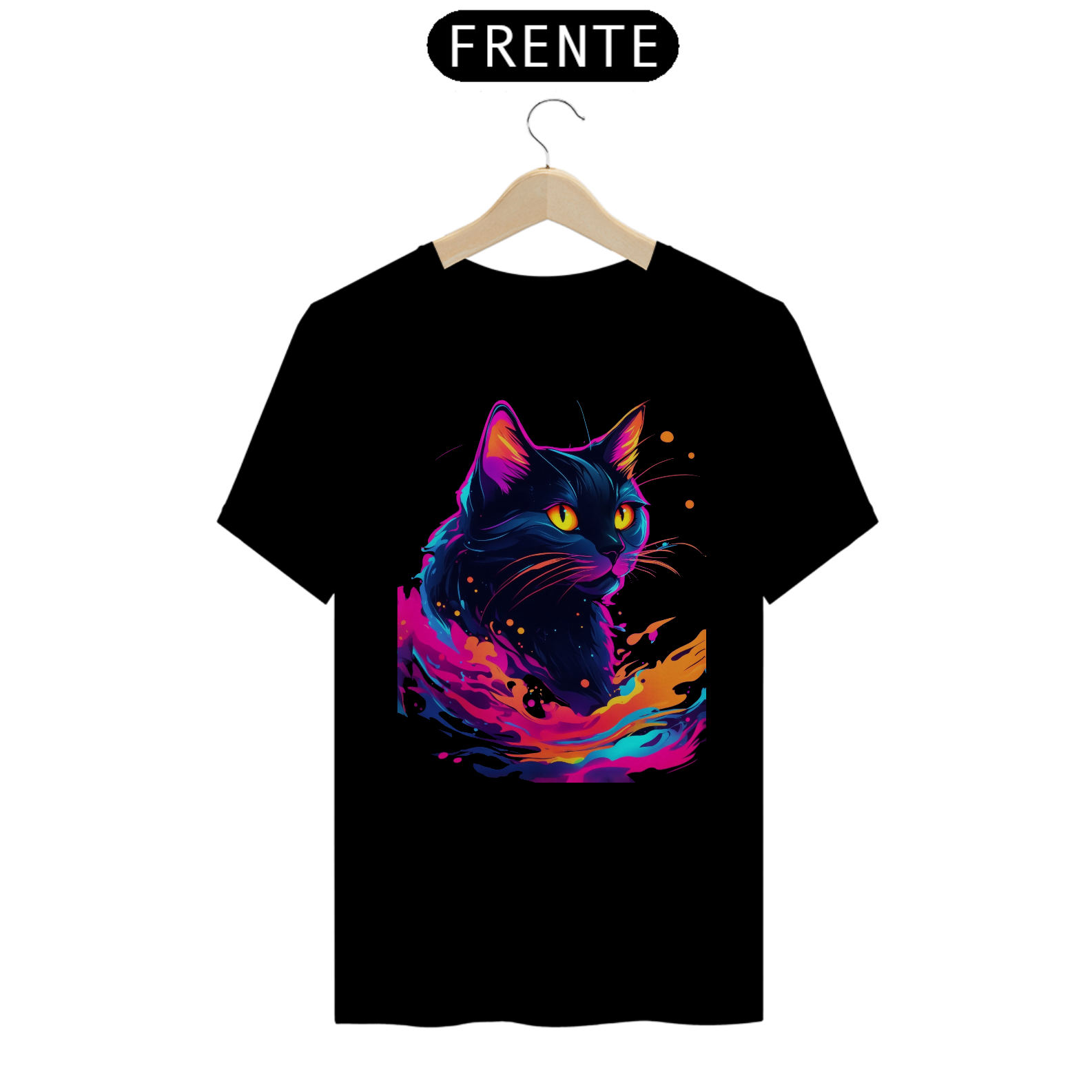 Camiseta Neon Gato Preto