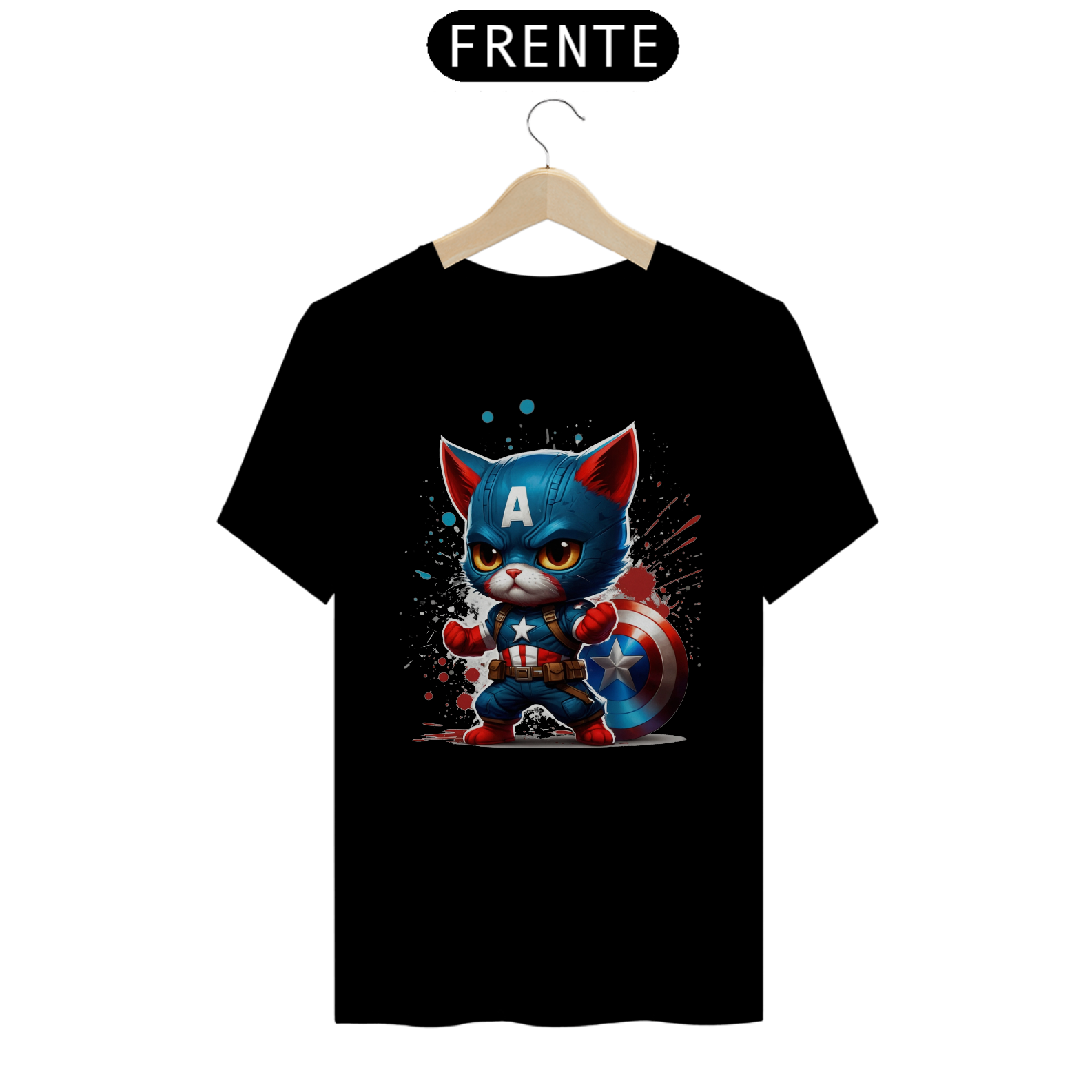 Camiseta Gato Capitão América