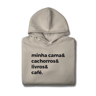 Nome do produtoMinha Cara, Cachorro, Livro e Café [Moletom Prime Canguru]