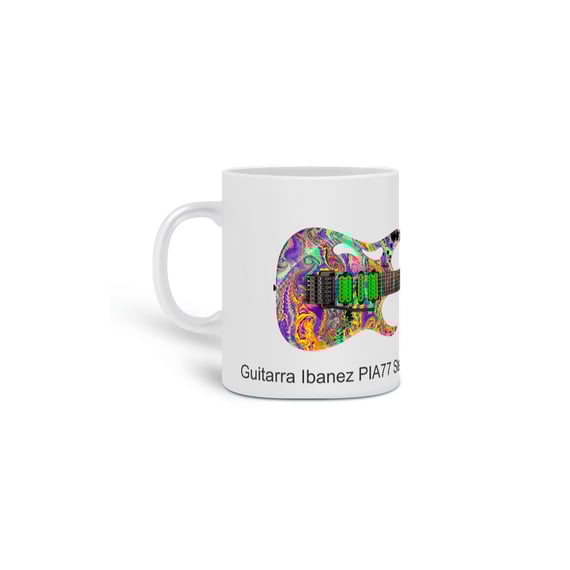 Caneca Cerâmica - Guitarra Ibanez PIA77 Steve Vai Signature Multicolor Swirl