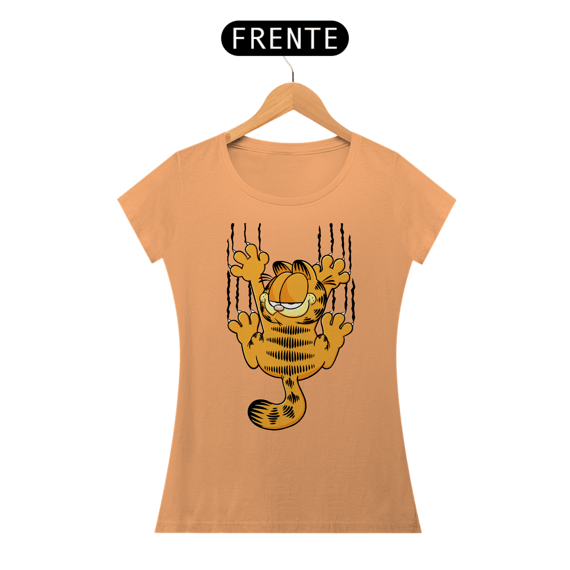 Camiseta Baby Look Estonada - Garfield Agarradinho - Model 1