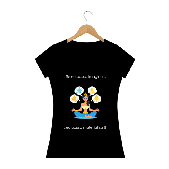 Camiseta Baby Long Prime - Preta - Se eu posso imaginar, eu posso materializar!!! Modelo 3