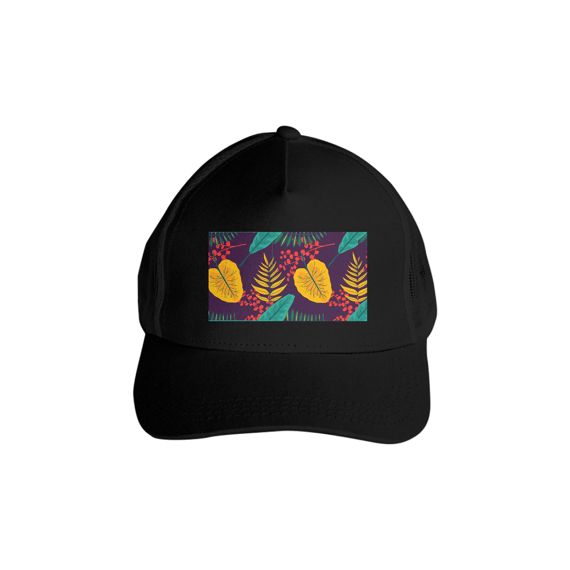 Boné Americano com Tela - Floral 2