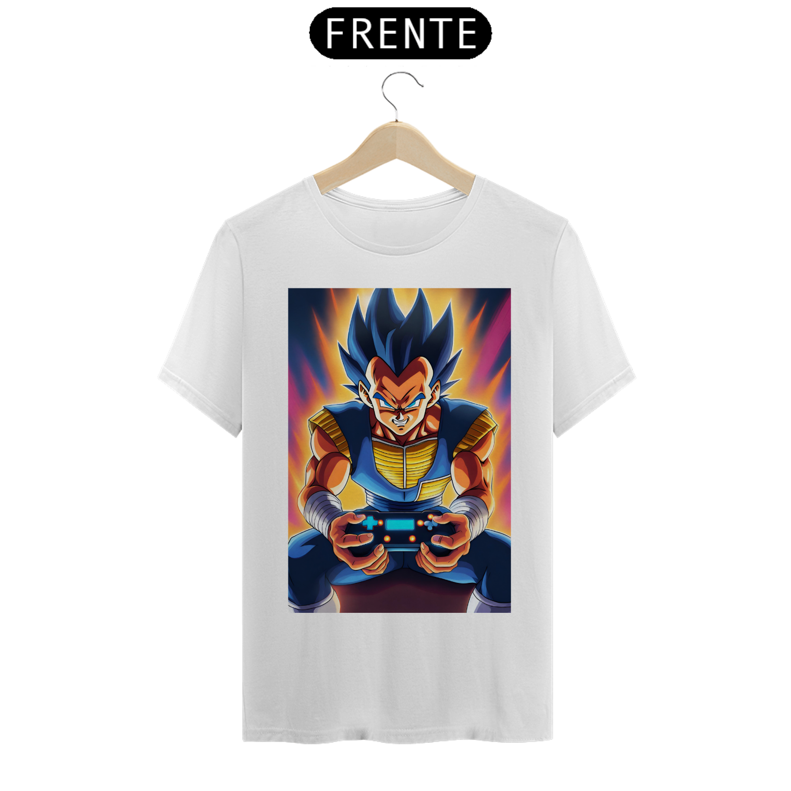 Camiseta Masculina Dragon Ball Vegeta Jogando Video Game