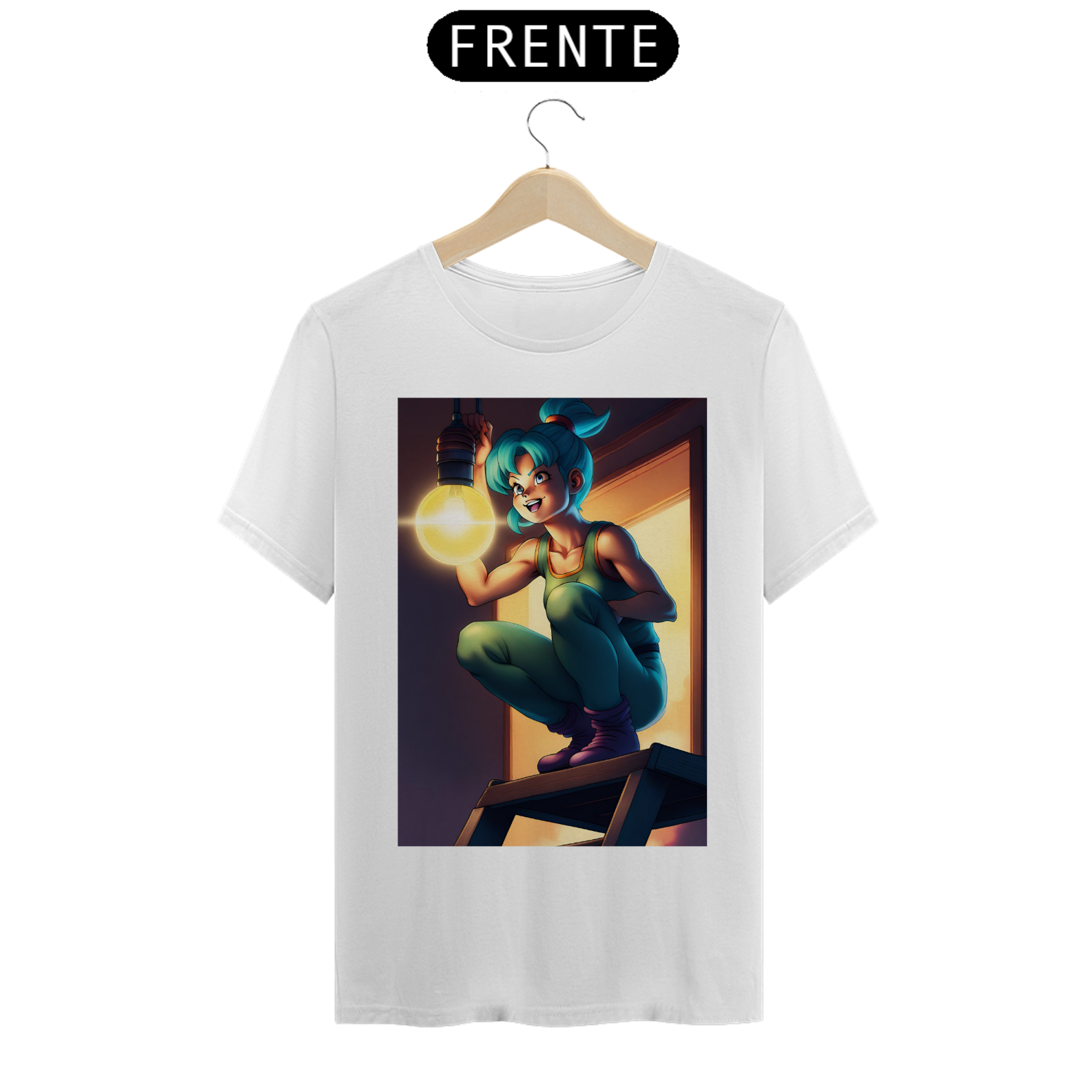 Camiseta Masculina Dragon Ball Bulma Trocando Lâmpada